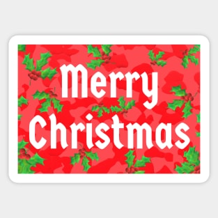 Merry Christmas Red Peppermint and Holly Berries Sticker